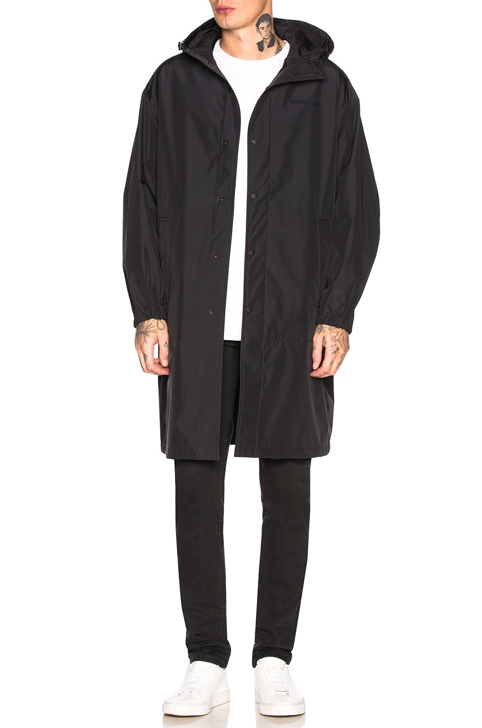 Image 1 of Helmut Lang Parley Hooded Raincoat in Black