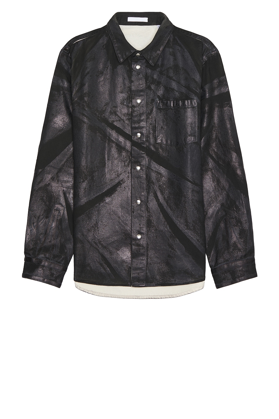 Image 1 of Helmut Lang Shirt Jacket in Black Distress Metal Crash