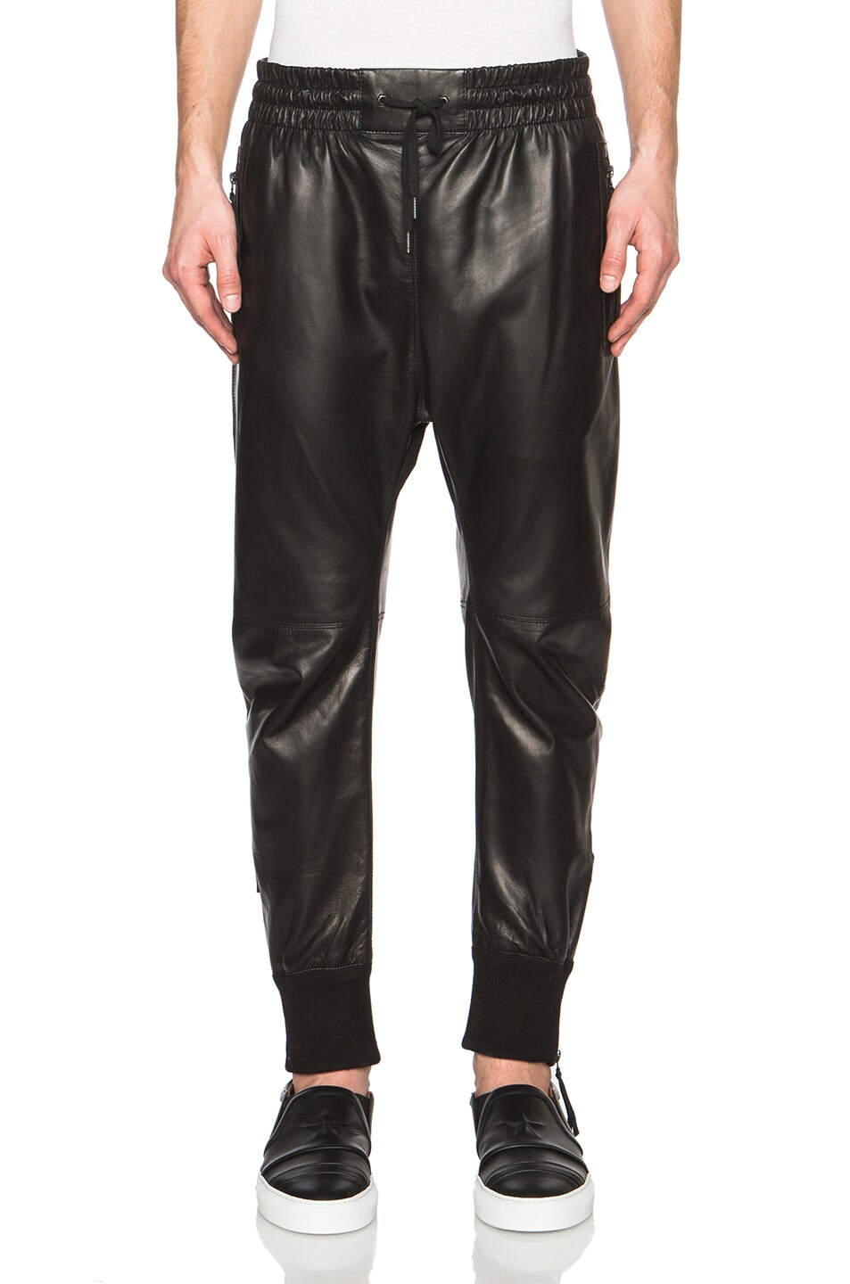 Image 1 of Helmut Lang Lightweight Bonded Leather Pant in Black