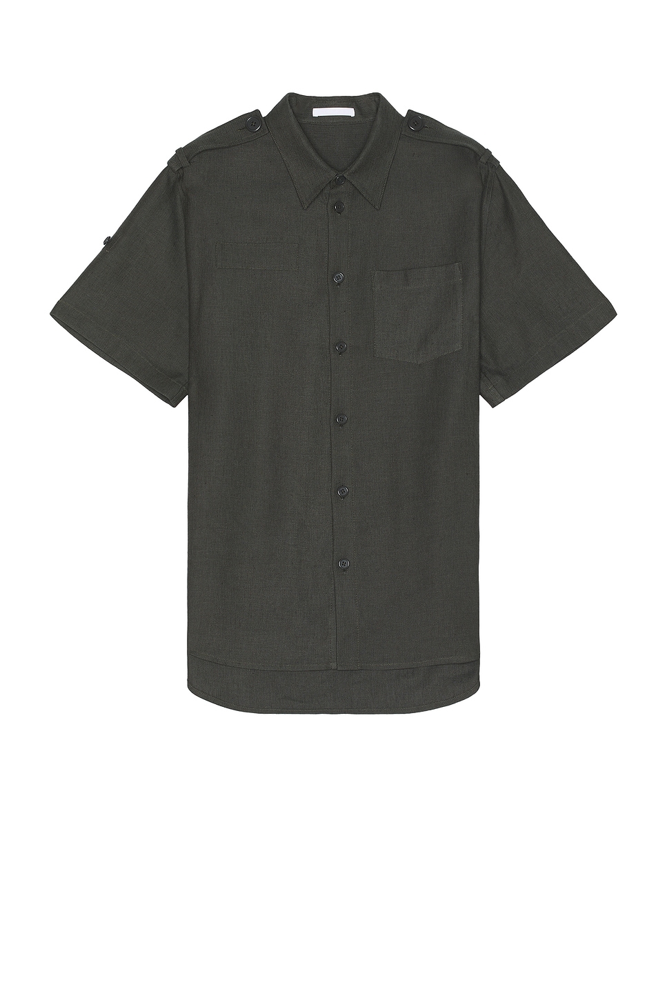 Shop Helmut Lang Epaulette Short Sleeve Shirt In Graphite