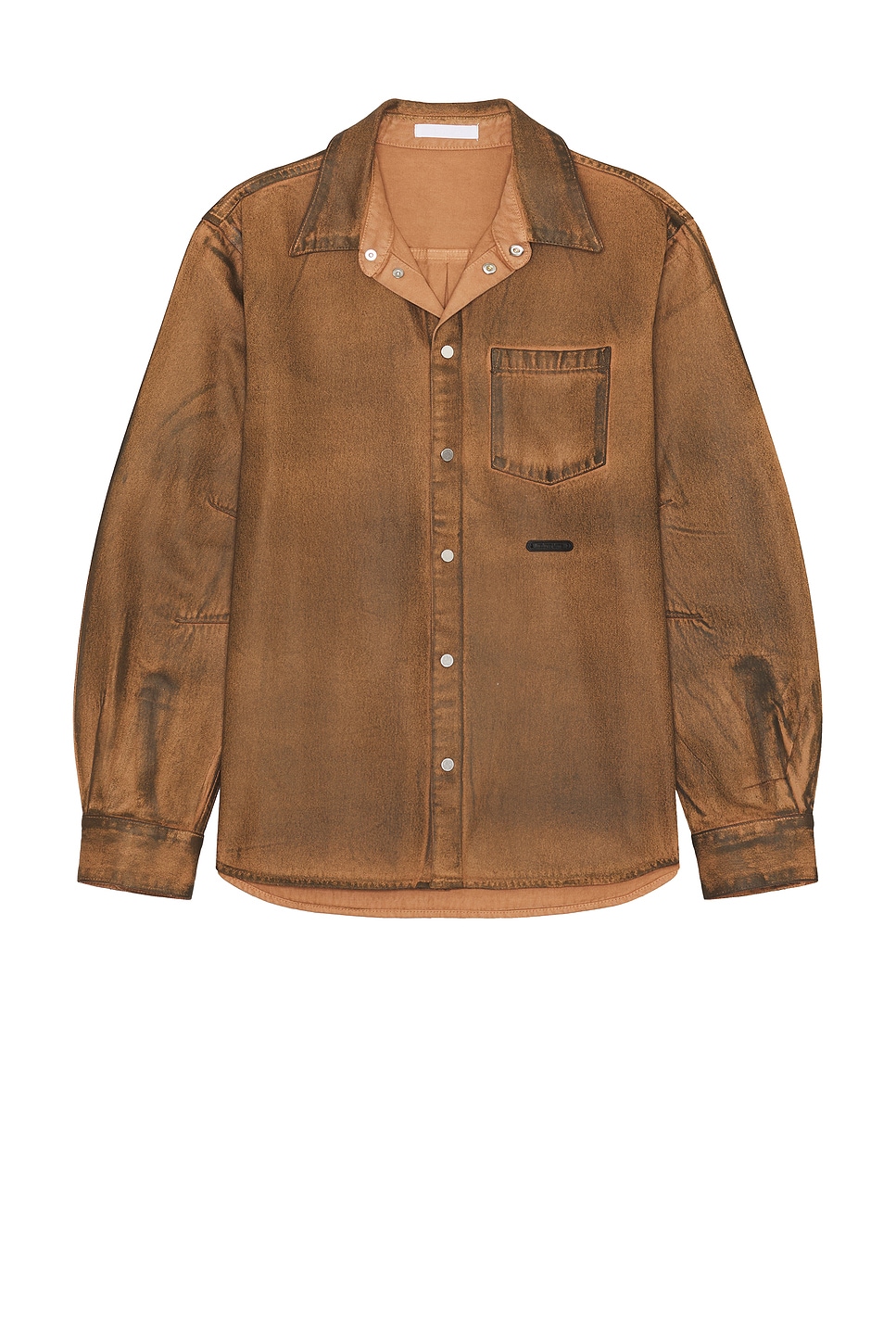 Image 1 of Helmut Lang Curved Long Sleeve Shirt in Waxed Oil Stain