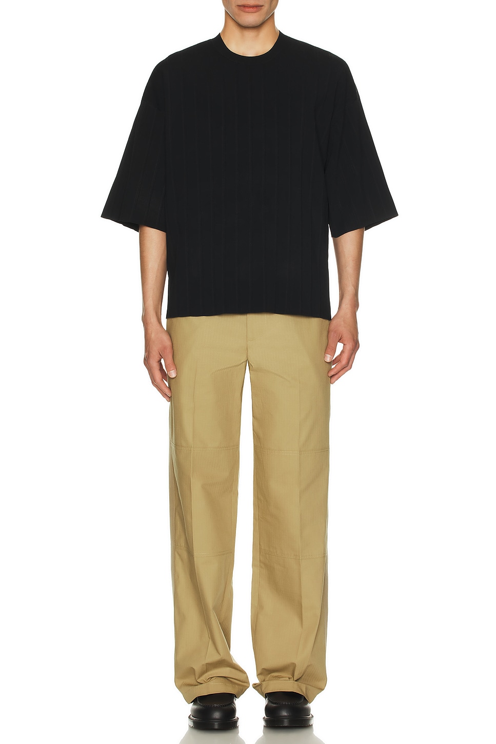 Image 1 of Helmut Lang Pleated Tee in Black