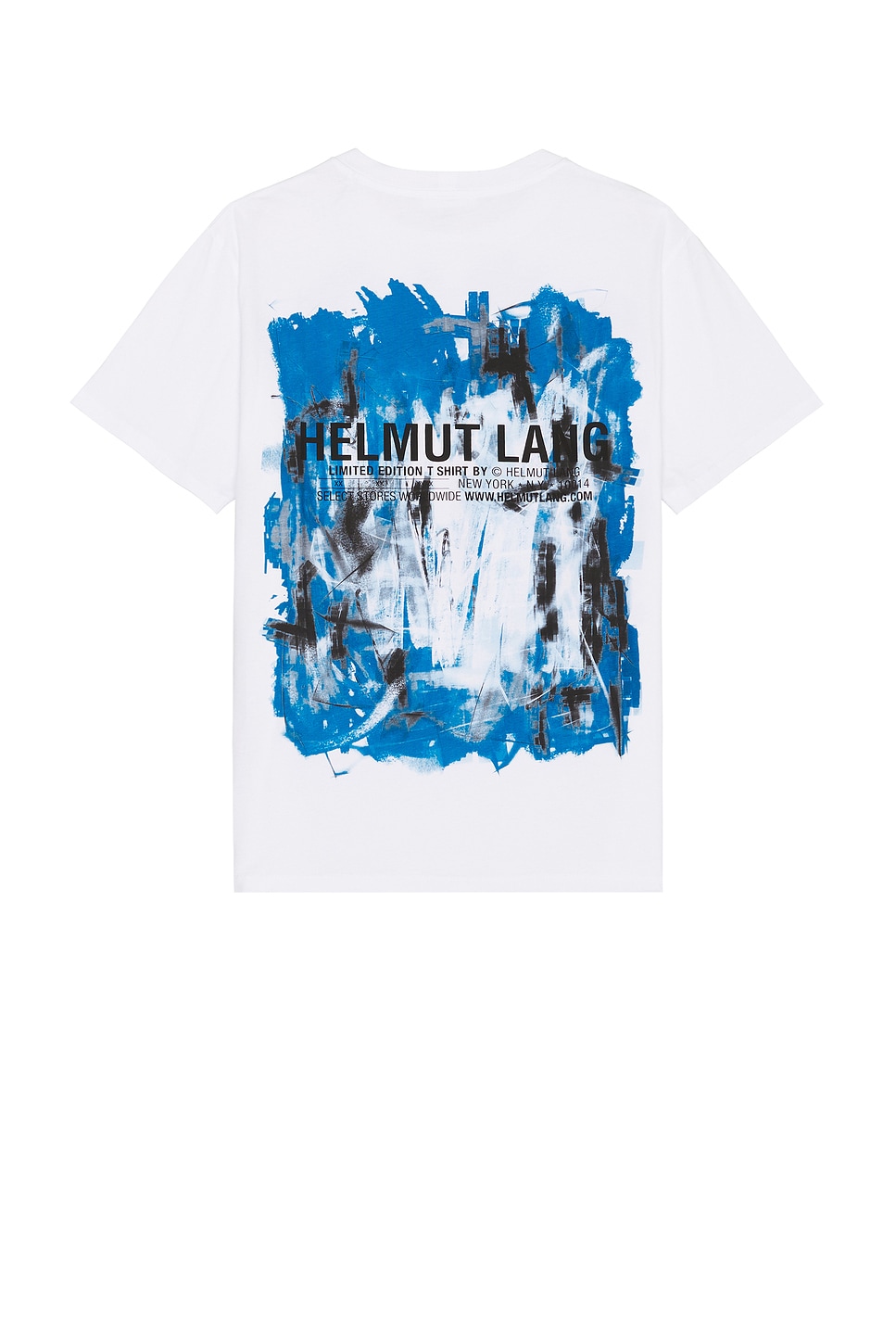 Helmut Lang Blue Scribble Tee In White & Blue
