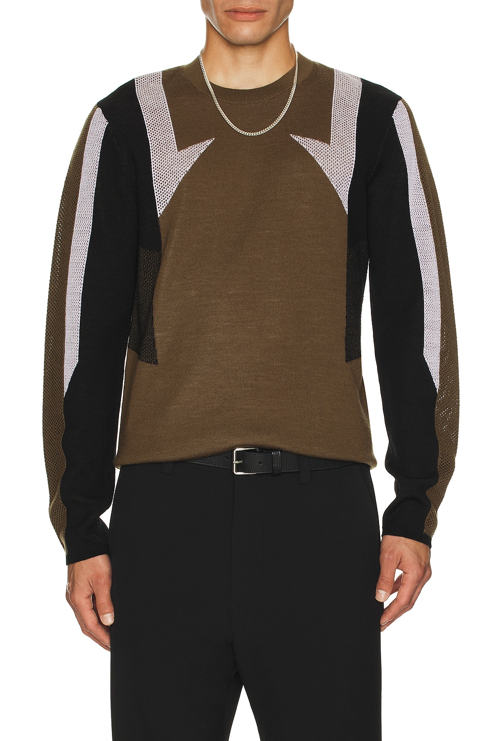 Image 1 of Helmut Lang Sport Crew in Black, Ivory, & Cognac