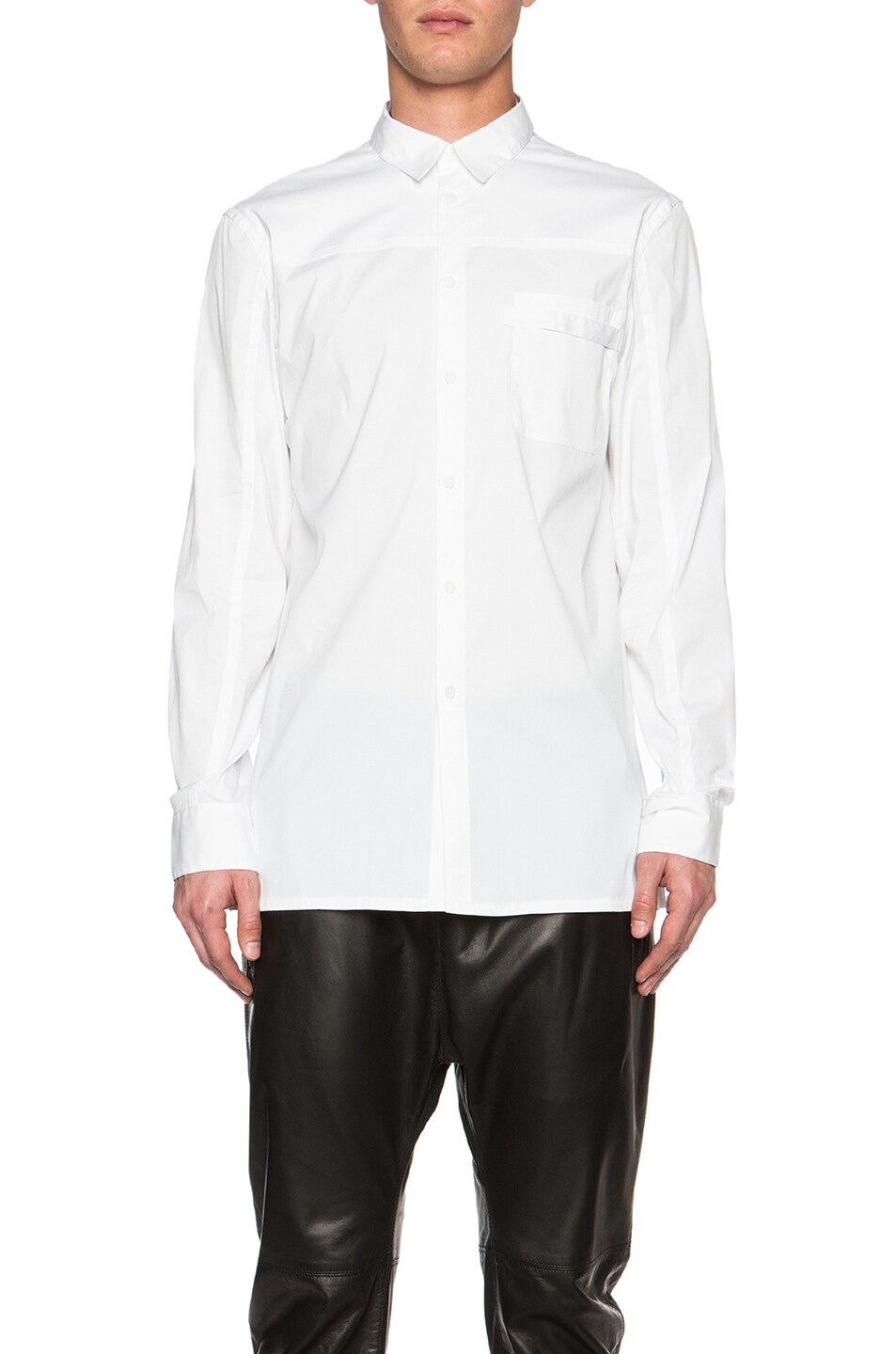 Image 1 of Helmut Lang Cotton-Blend Luxe Shirting Front Yoke Shirt in Optic White