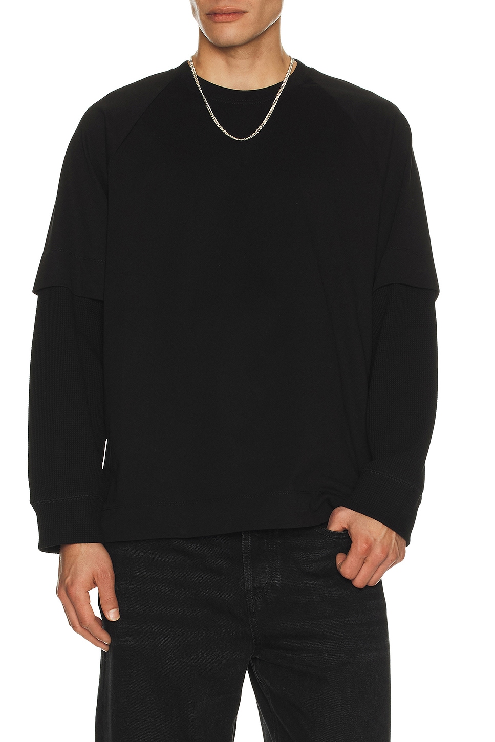Image 1 of Helmut Lang Double Layer Waffle T-shirt in Black