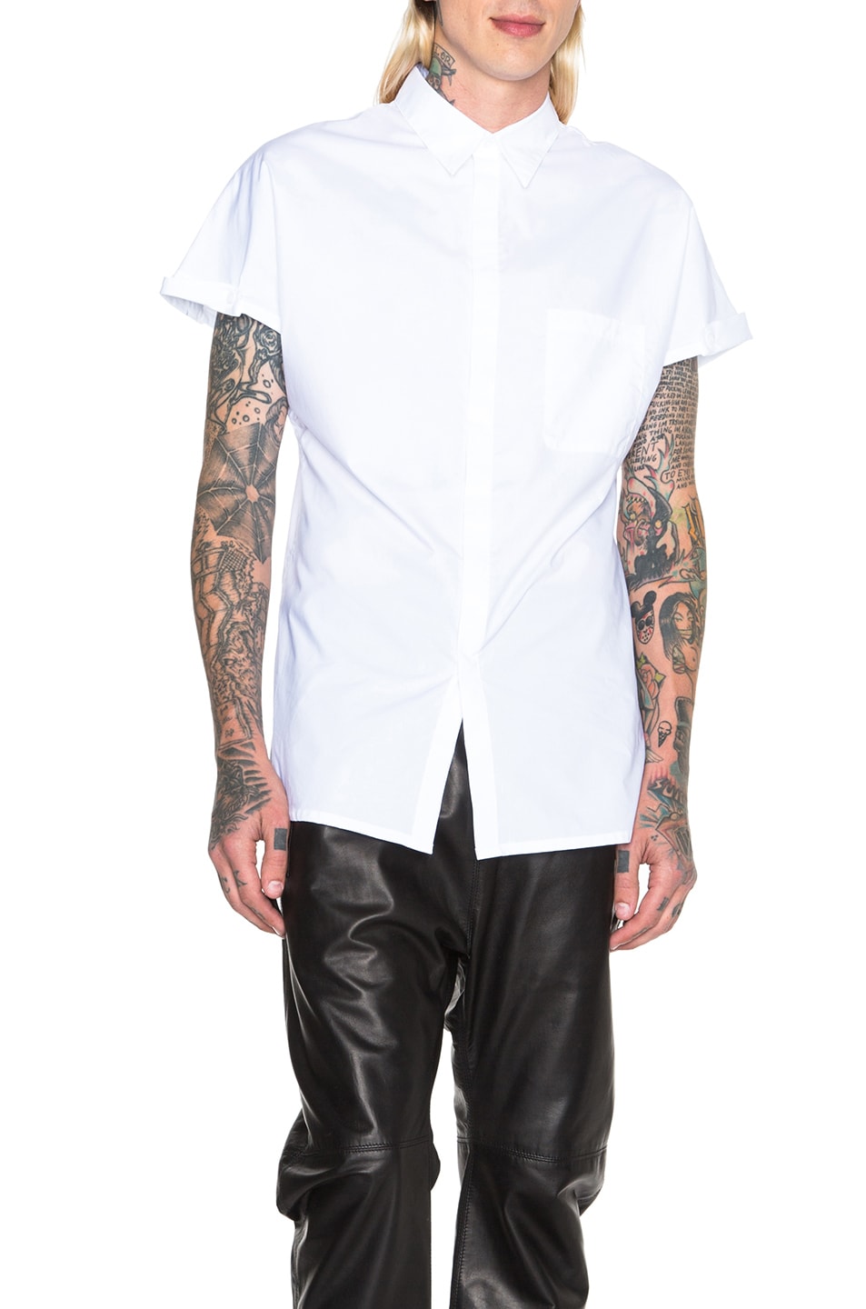 Image 1 of Helmut Lang Parachute Cotton Cap Sleeve Shirt in Optic White