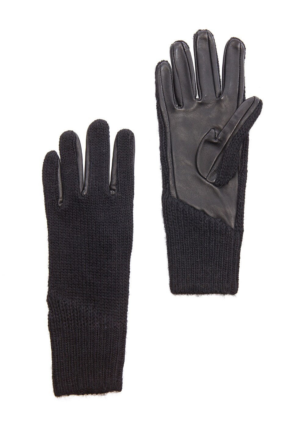 Image 1 of Helmut Lang Linear Transfer Acrylic-Blend & Leather Glove in Black