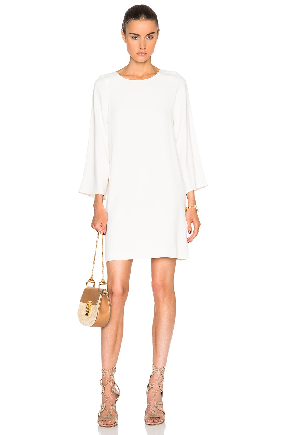 Image 1 of Helmut Lang Scooped Shift Dress in Ivory