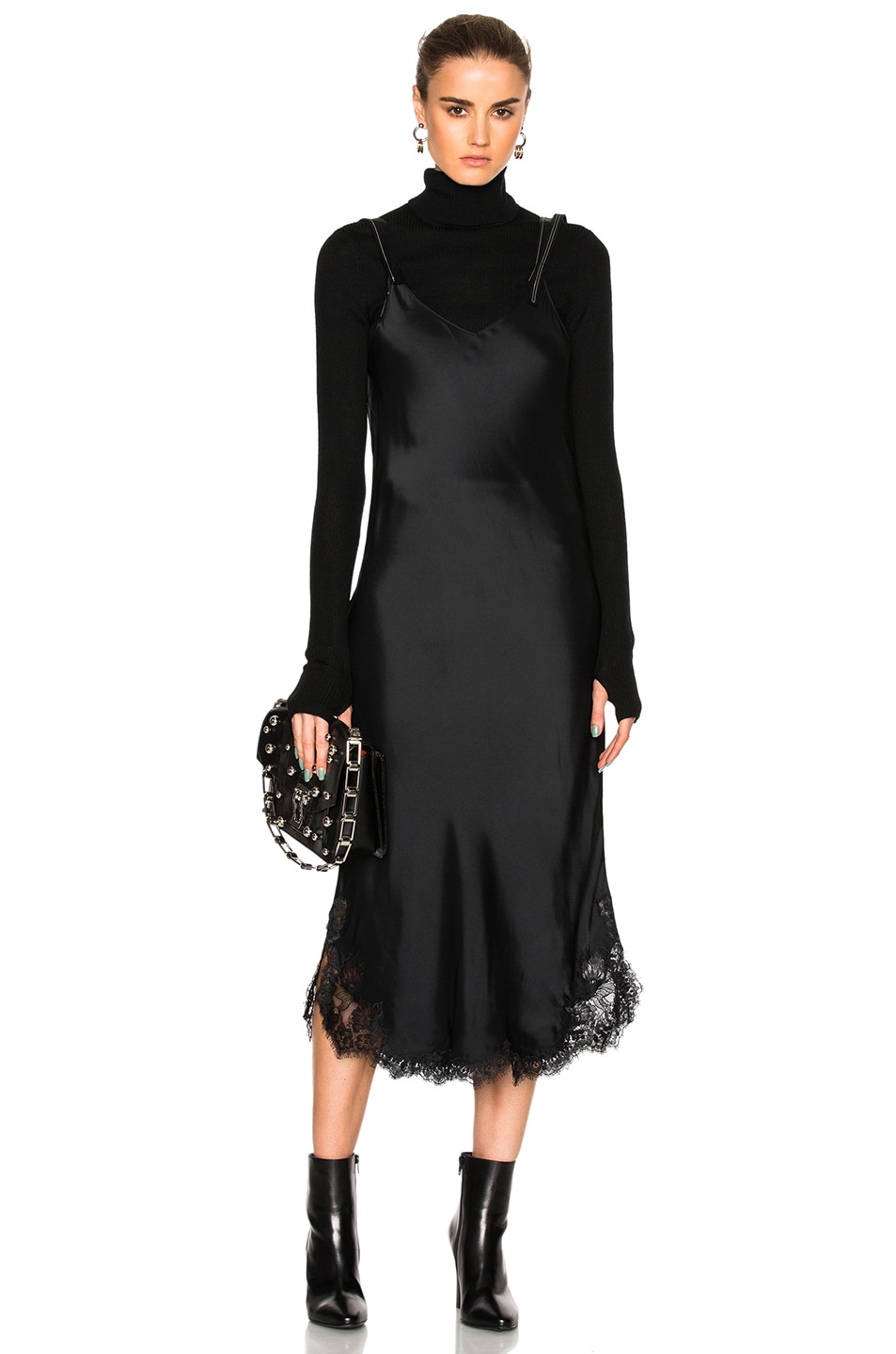 Image 1 of Helmut Lang Lace Slip Dress in Black