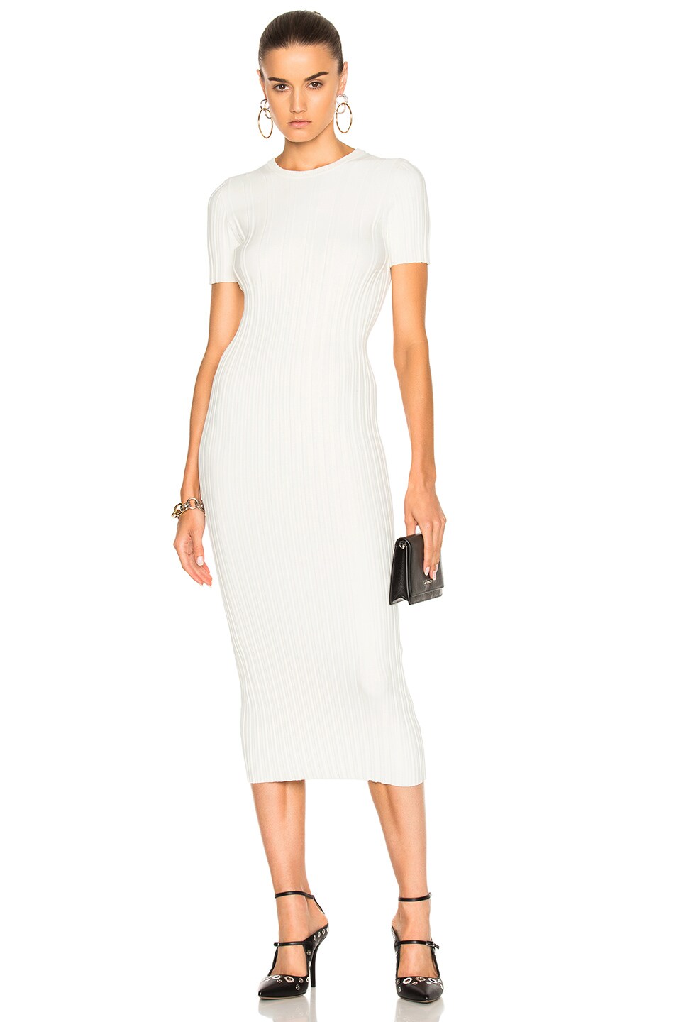 Image 1 of Helmut Lang Ribbed Dress in Ivory