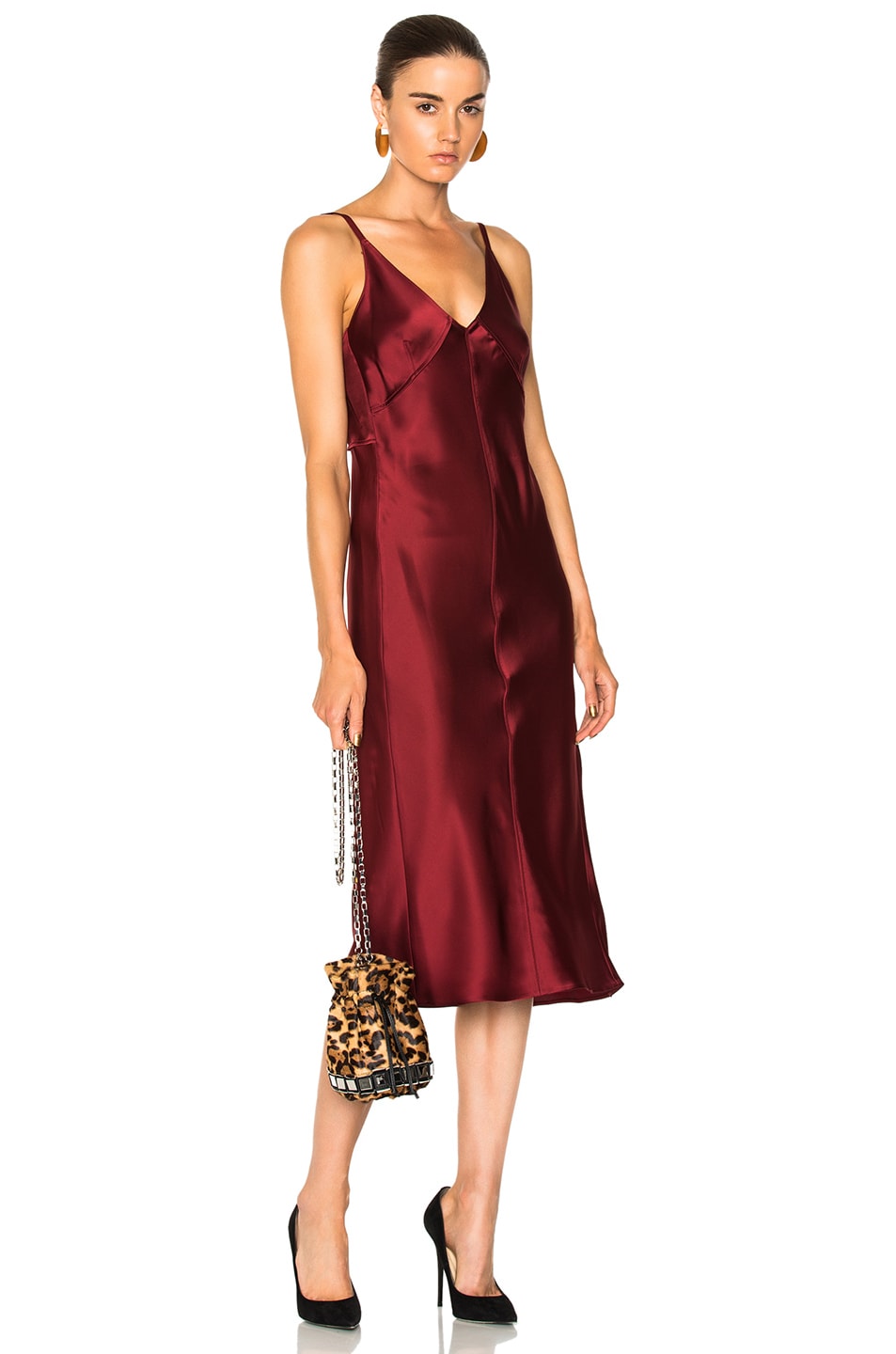 Image 1 of Helmut Lang Deconstructed Slip Dress in Ruby