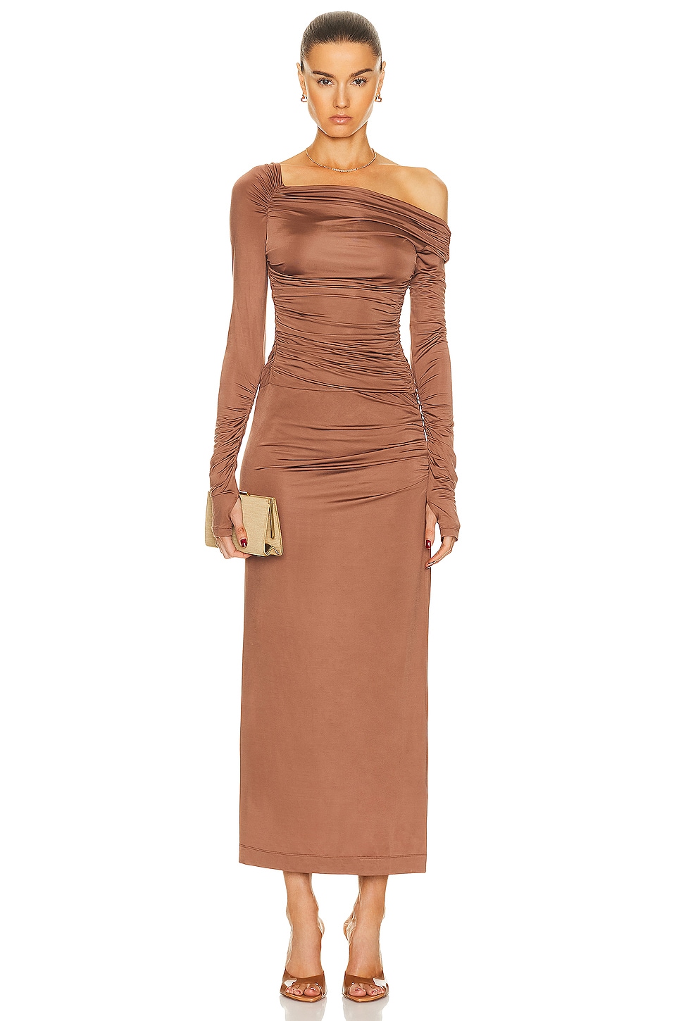 Image 1 of Helmut Lang Luster Dress in Rust