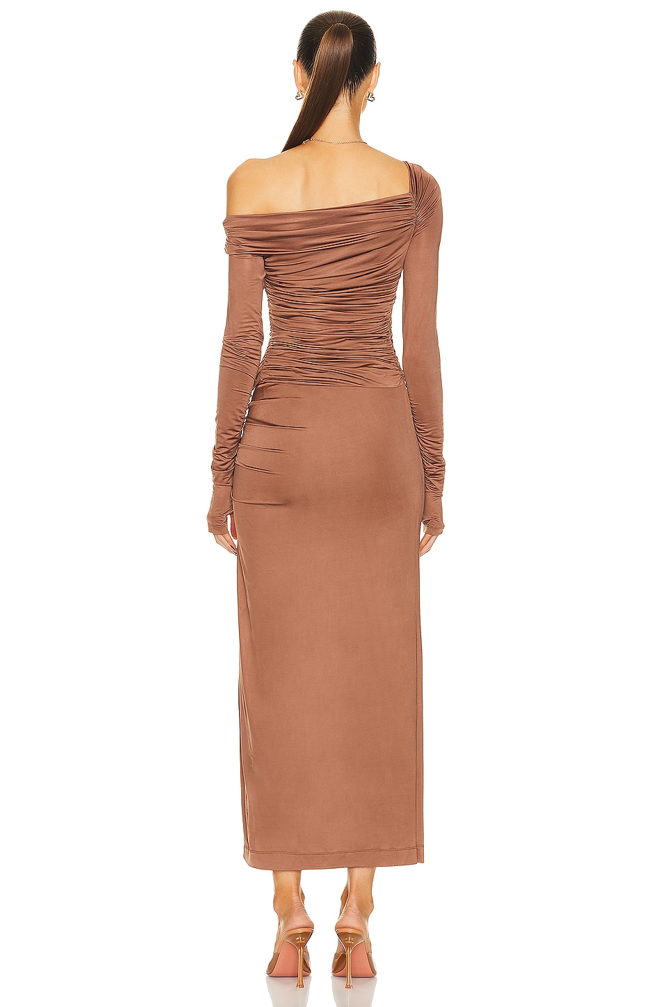 ZYM Metallic Luster Dress 2406 | Stretch Mesh Latin Dress with Waist Cutouts & Adjustable Skirt Length for Latin Dance Practice & Performance