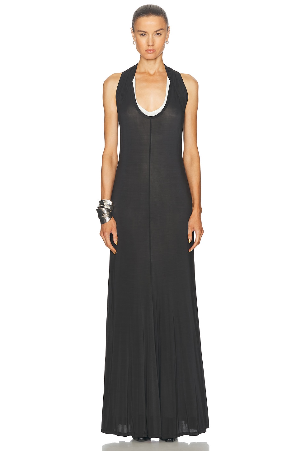 Image 1 of Helmut Lang Sheer Long Dress in Black Sand