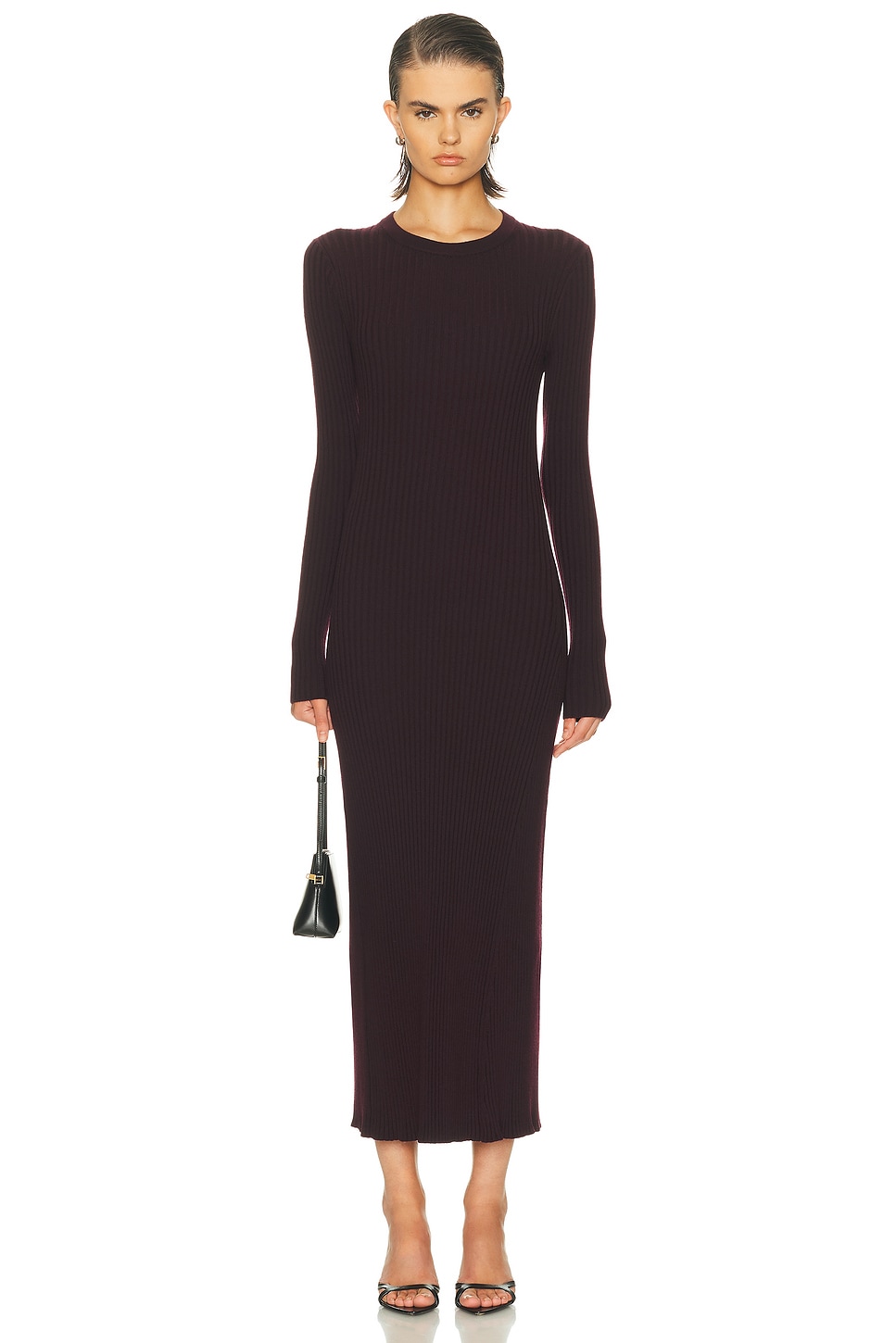 Helmut Lang Open Back Rib Dress In Purple