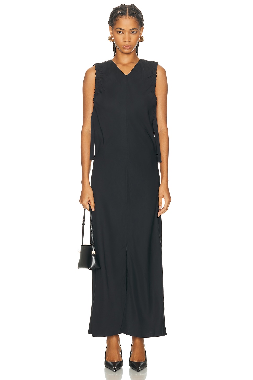 Image 1 of Helmut Lang Ruched Dress in Black
