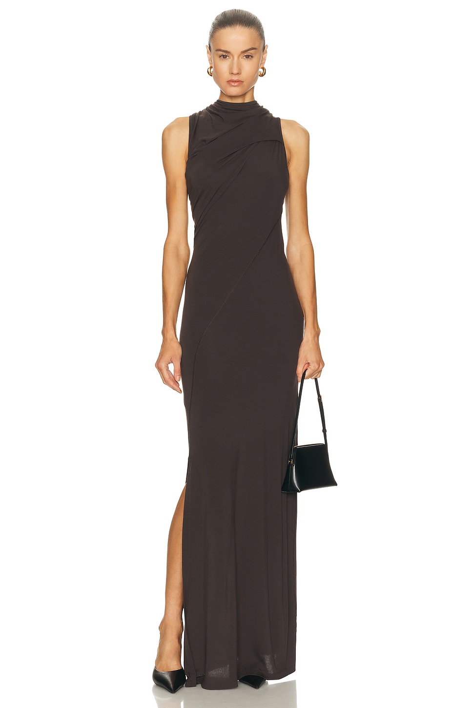Image 1 of Helmut Lang Wind Maxi Dress in Dark Roast