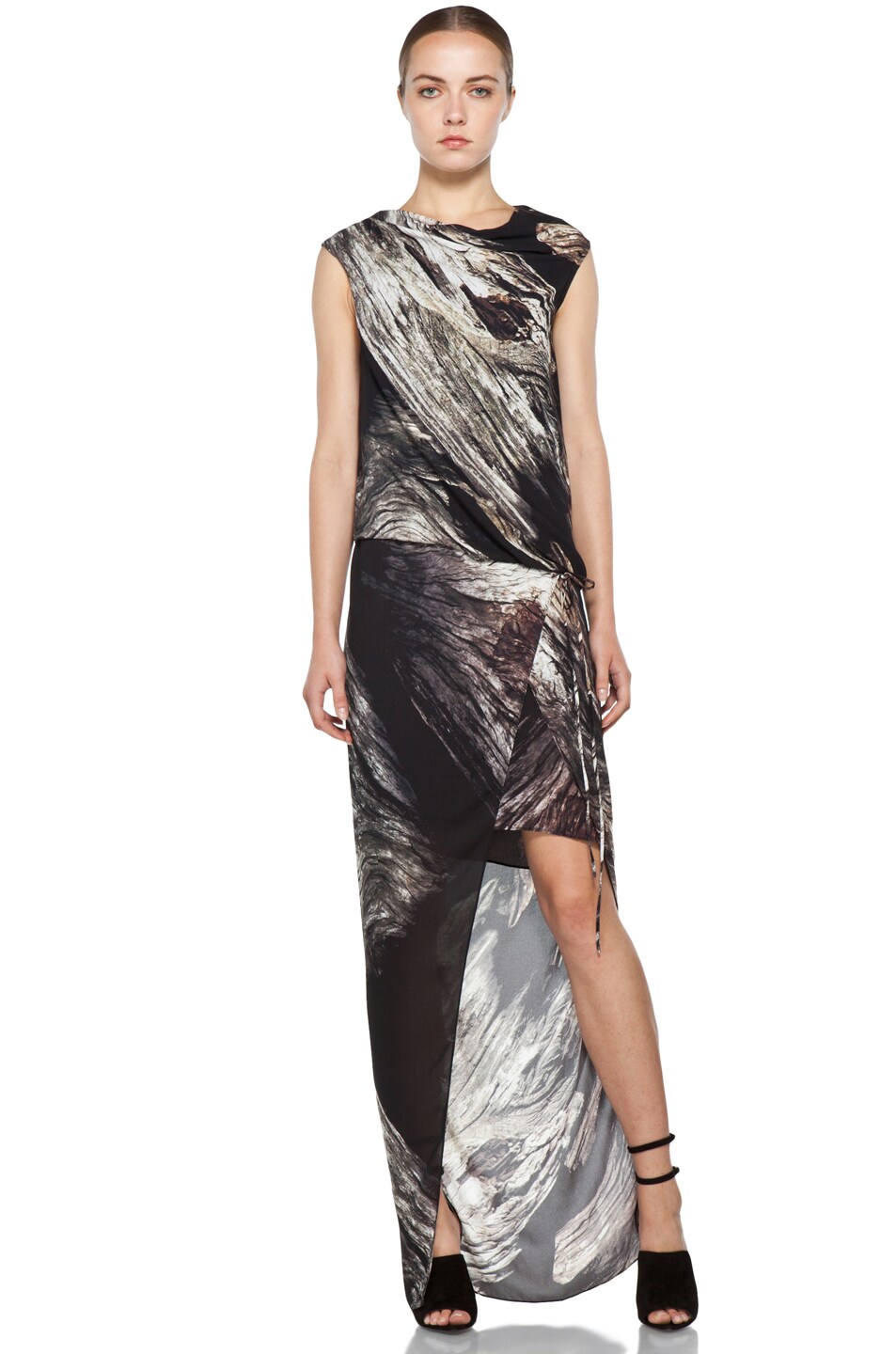 Image 1 of Helmut Lang Drift Print Shroud Dress in Bronze Multi