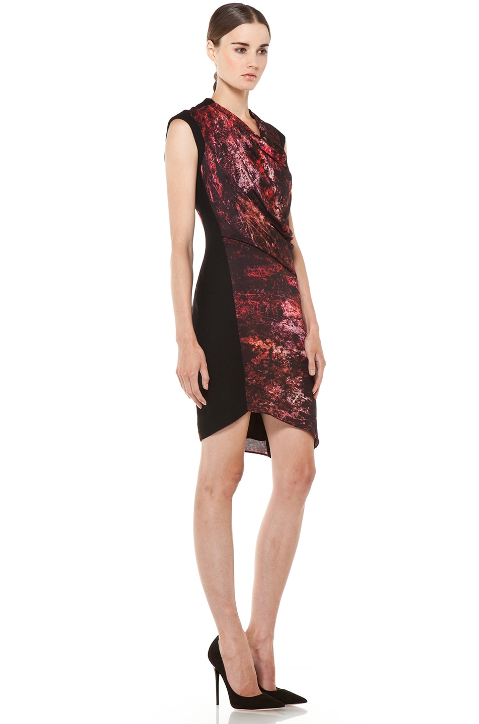 Helmut Lang Midnight Floral Twill Dress in Red Multi | FWRD