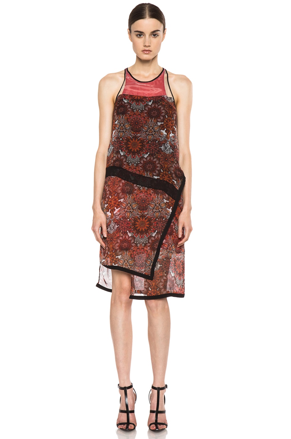Image 1 of Helmut Lang Printed Layer Dress in Red Multi