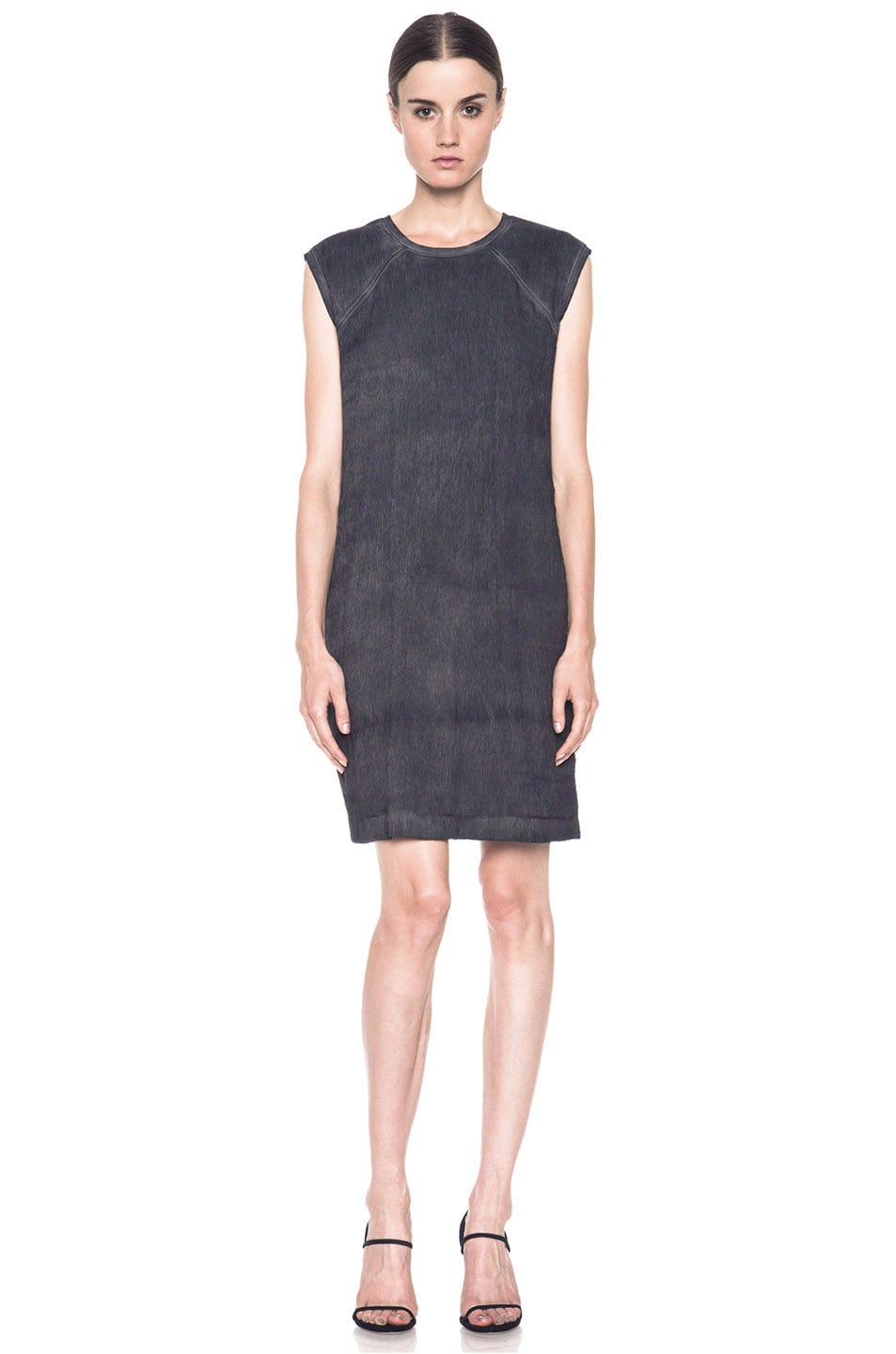 Image 1 of Helmut Lang Washed Front Tuck Cotton-Blend Dress in Black