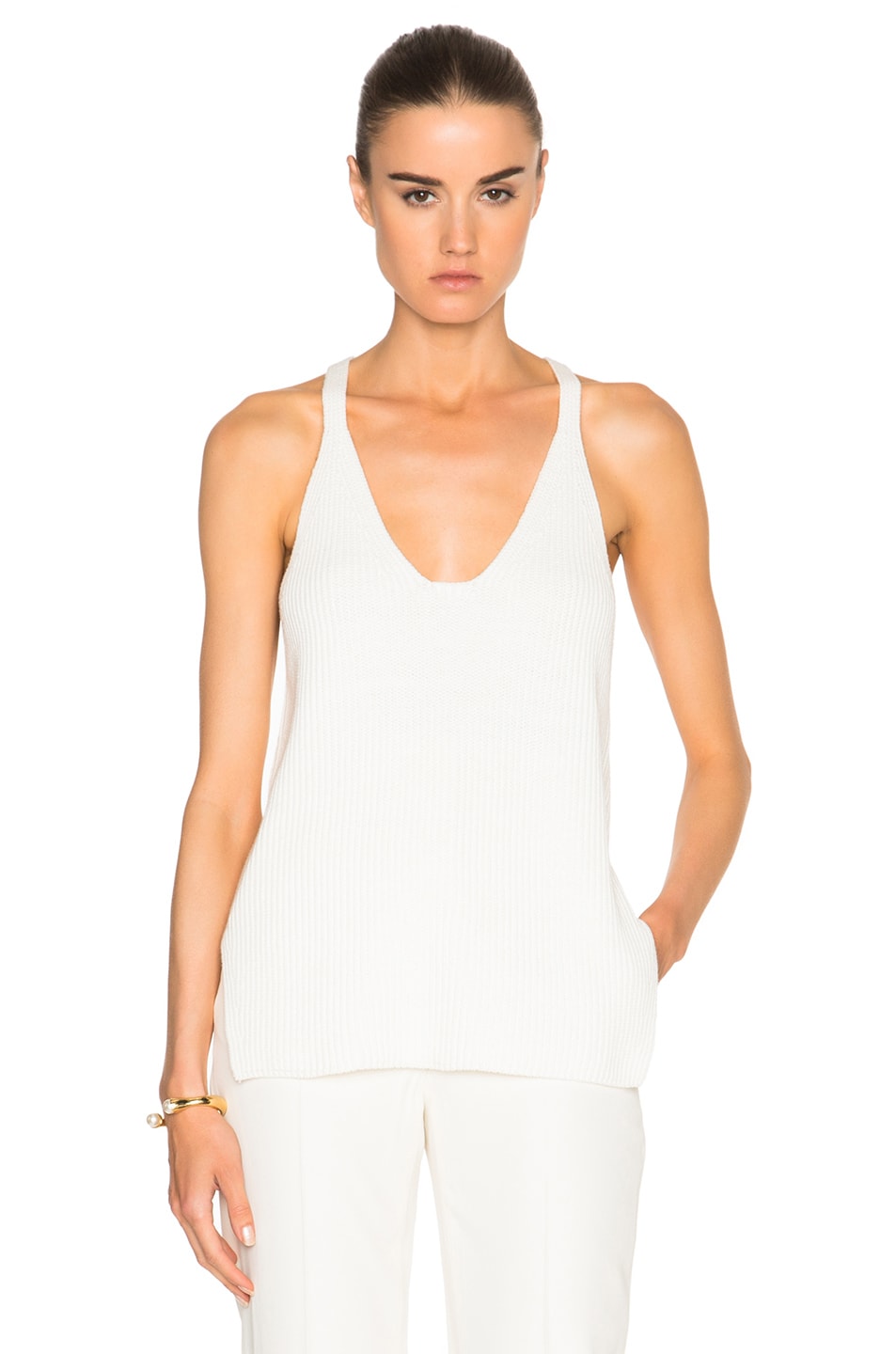 Image 1 of Helmut Lang Rib Knit Tank Top in White