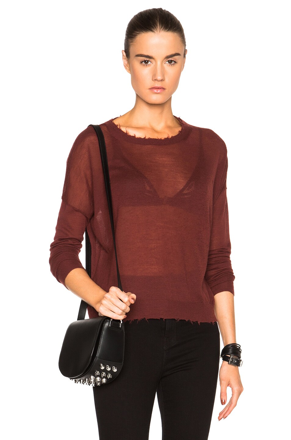 Image 1 of Helmut Lang Fine Cashmere Sweater in Pomegranate