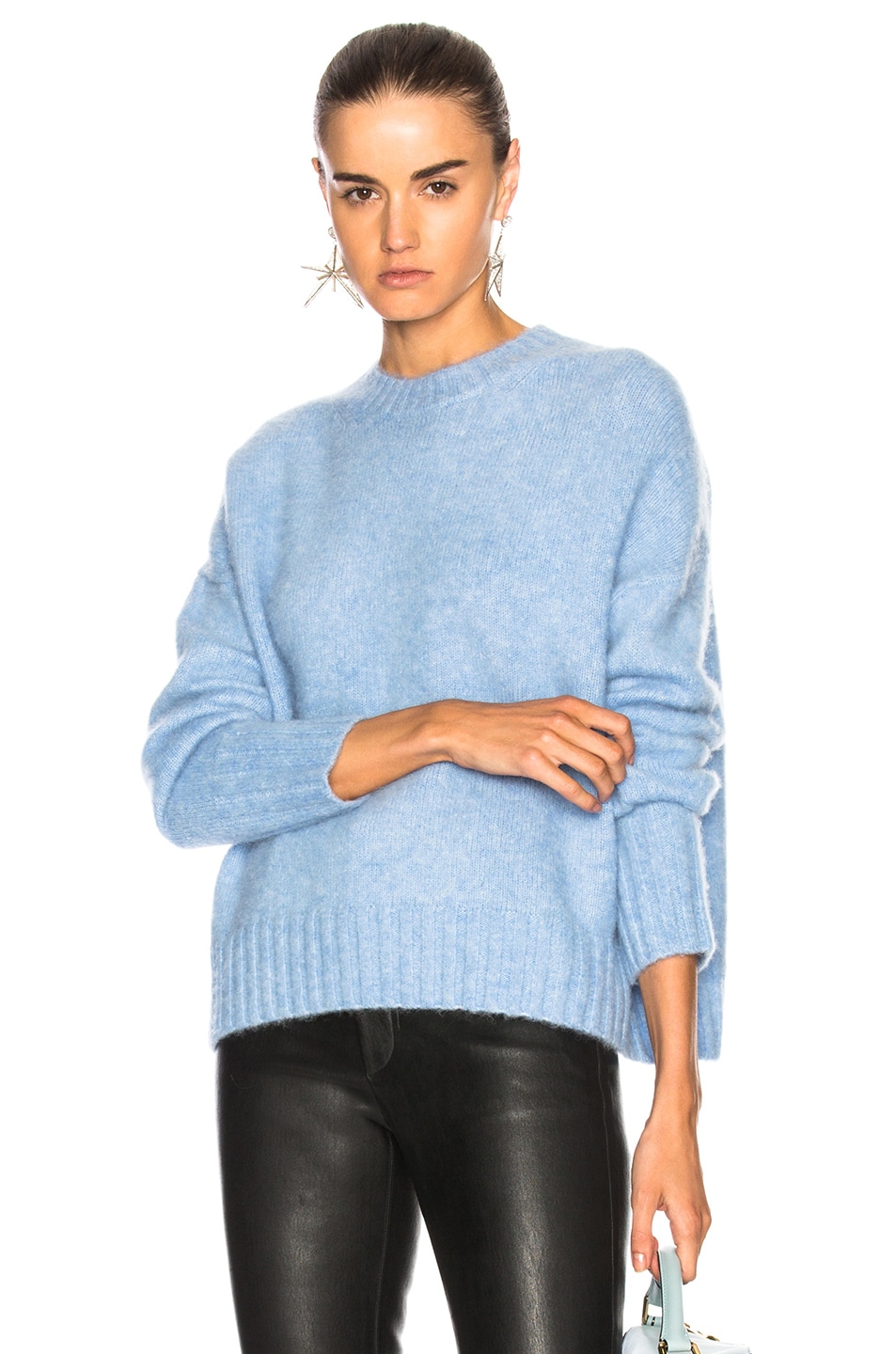 Image 1 of Helmut Lang Brushed Crew Sweater in Bright Blue