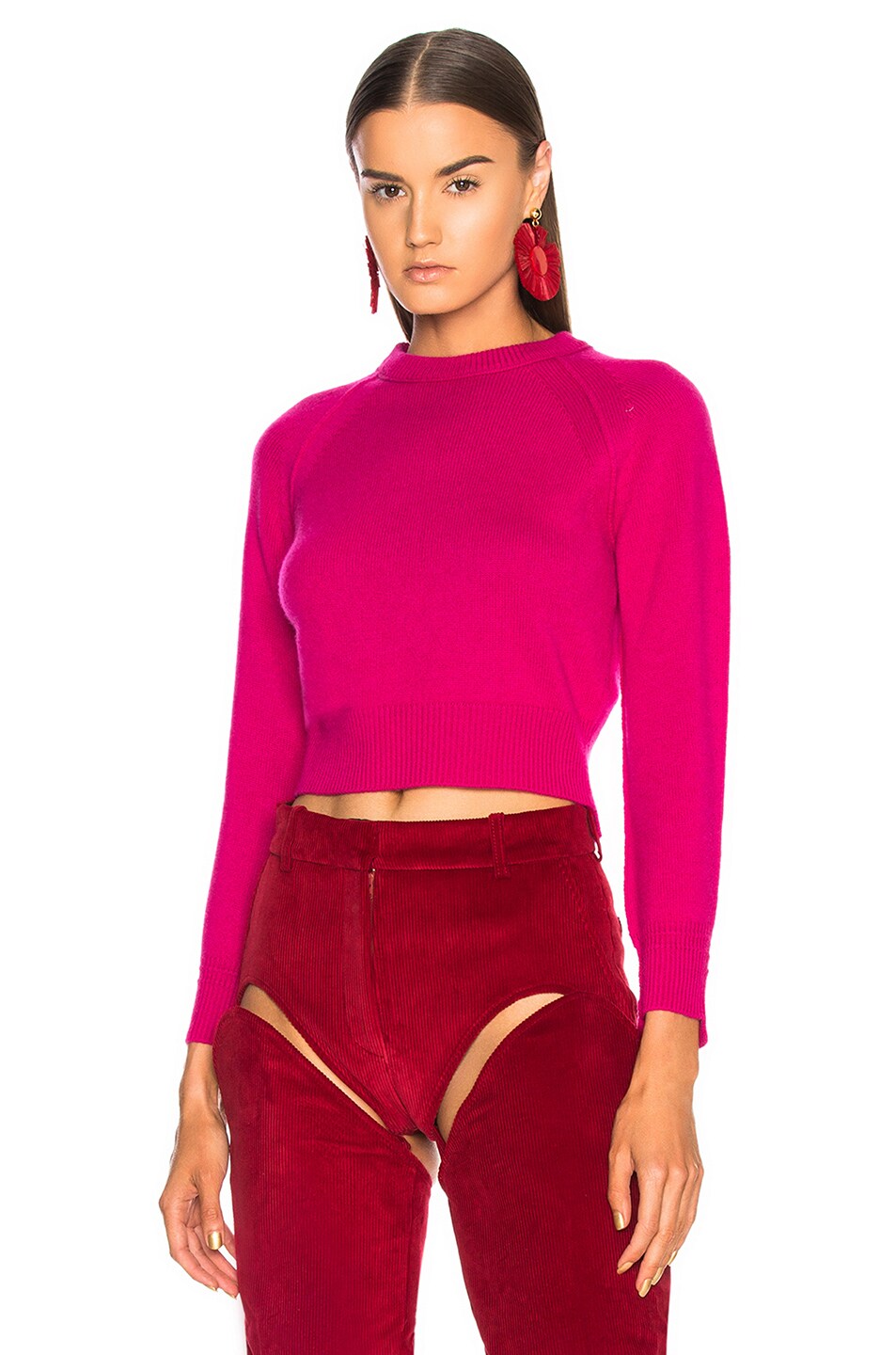 Image 1 of Helmut Lang Cropped Sweater in Magenta