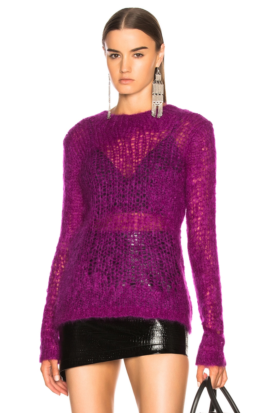Image 1 of Helmut Lang Distressed Long Sleeve Sweater in Ultraviolet