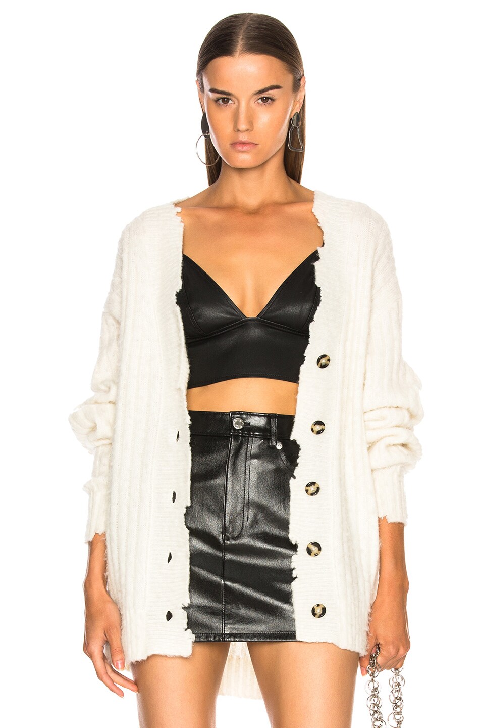 Image 1 of Helmut Lang Brushed Wool Cardigan in Ivory