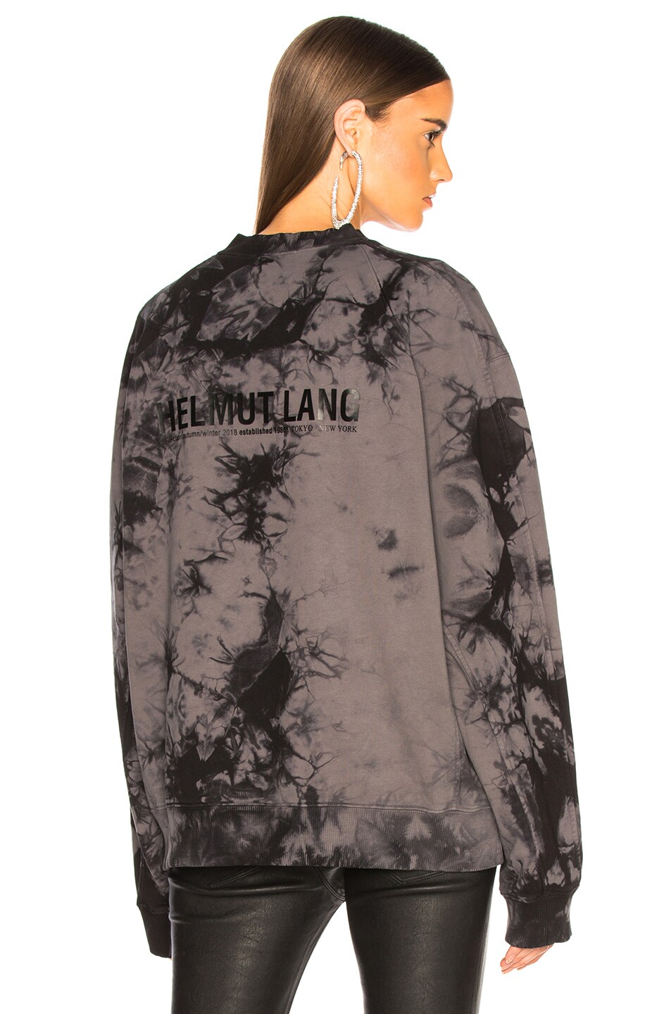 Image 1 of Helmut Lang Tie Dye Logo Sweatshirt in Charcoal & Black