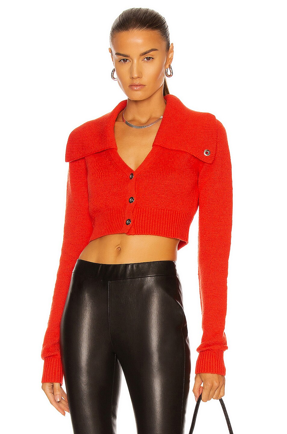 Image 1 of Helmut Lang Tucked Cropped Cardigan in Flare