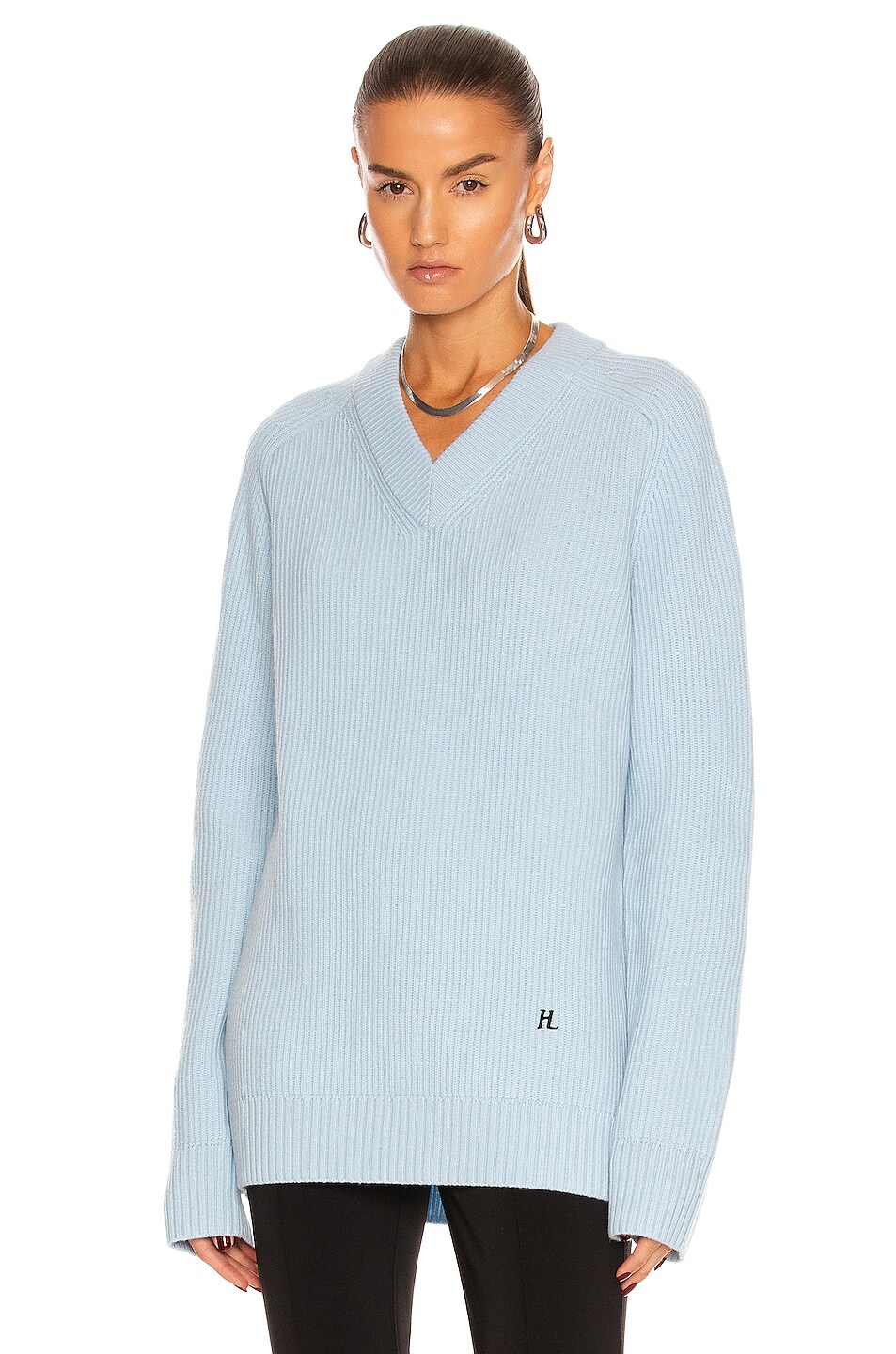 Image 1 of Helmut Lang Cashmere V Neck Sweater in Periwinkle