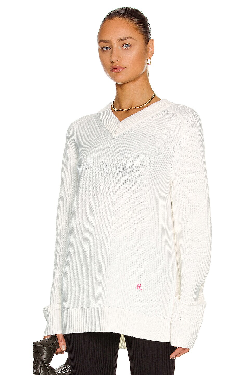 Image 1 of Helmut Lang Cashmere V Neck Sweater in Cream