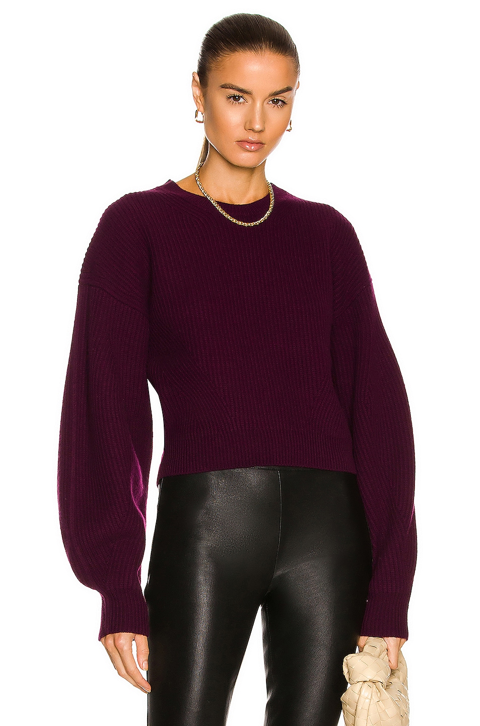 Image 1 of Helmut Lang Cardigan Crew Sweater in Wine
