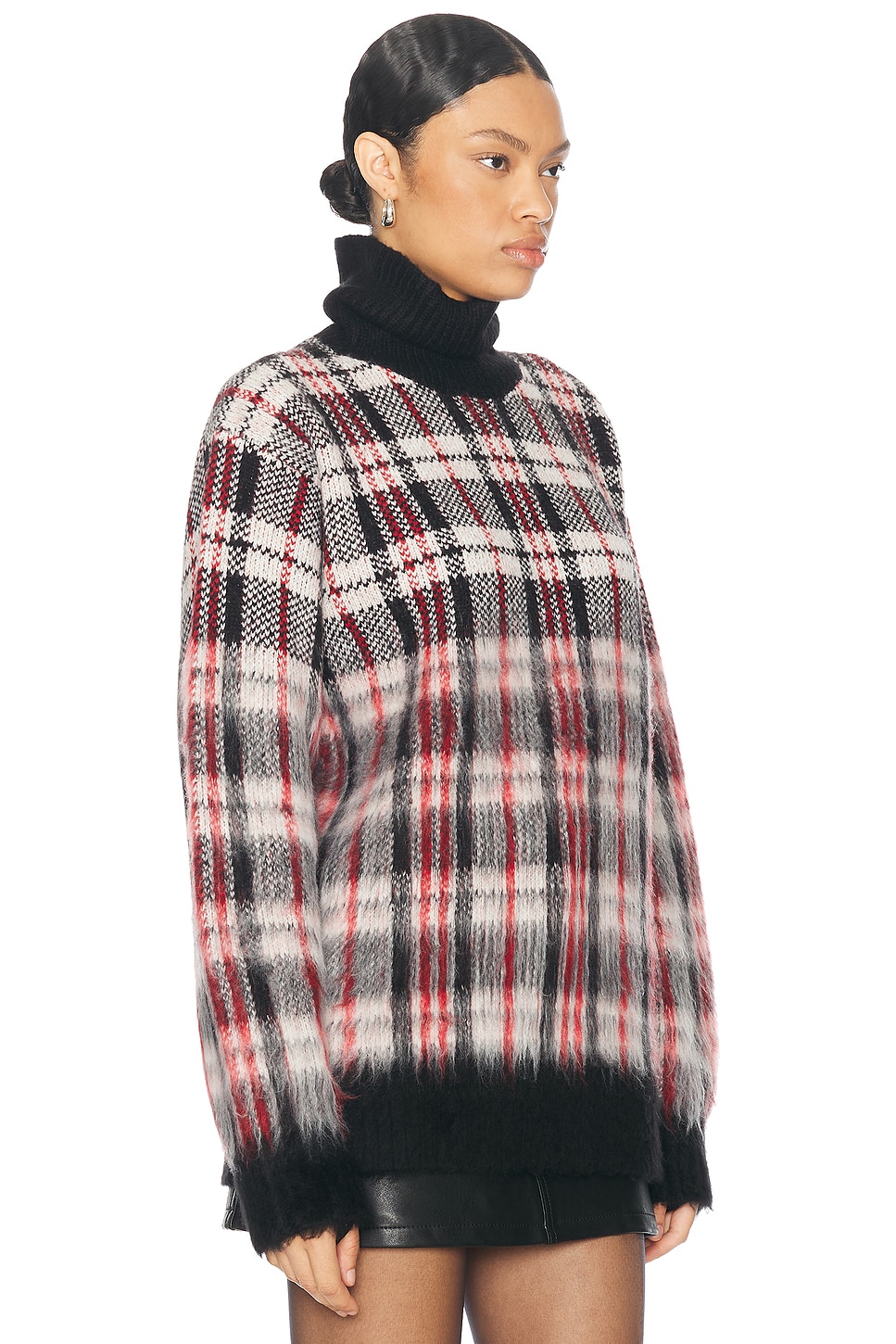 Shop Helmut Lang Turtleneck Sweater In Medium Red Check