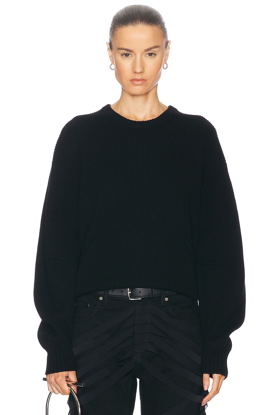 Chunky Crewneck Sweater in Black