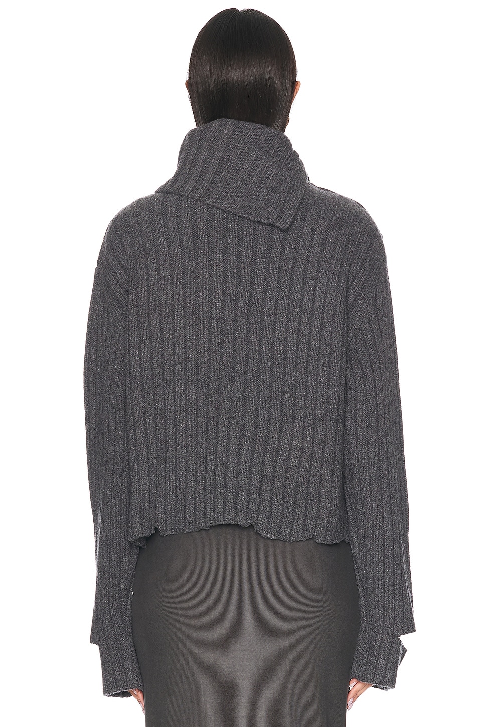 Image 4 of Helmut Lang Cut Out Sleeve Sweater in Charcoal Melange