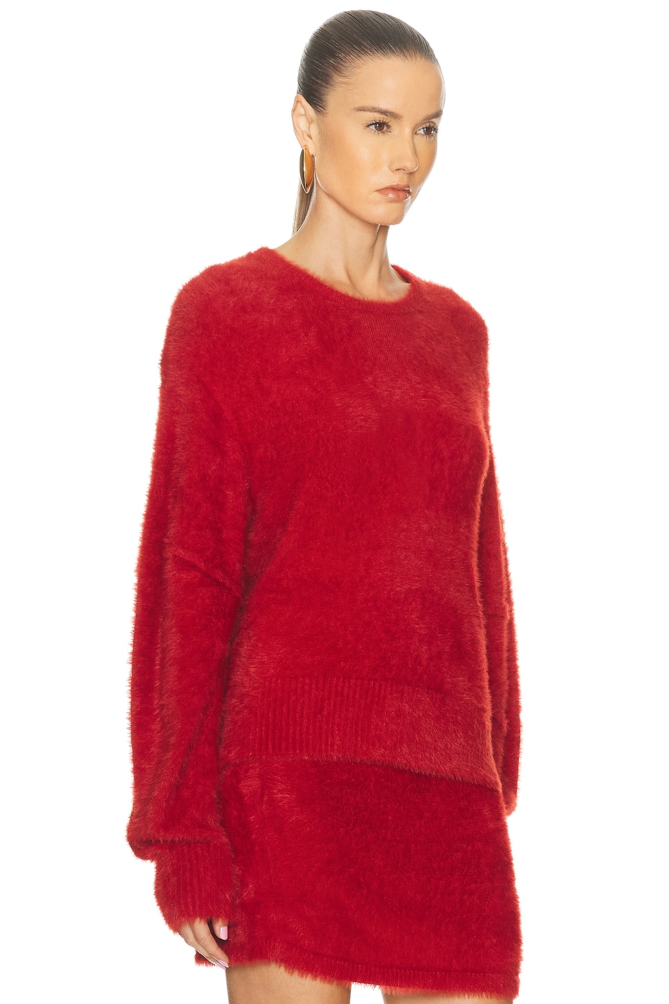 Helmut Lang Eyelash Crewneck Sweater In Red