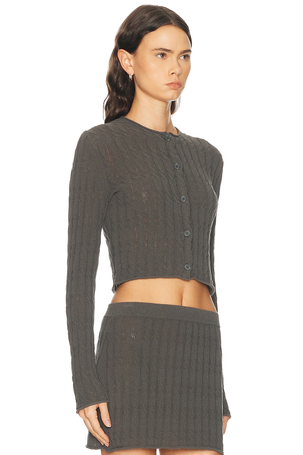 Helmut Lang Cable Crop Cardigan | Thumbnail 2 Helmut Lang Cable Crop Cardigan | Thumbnail 2