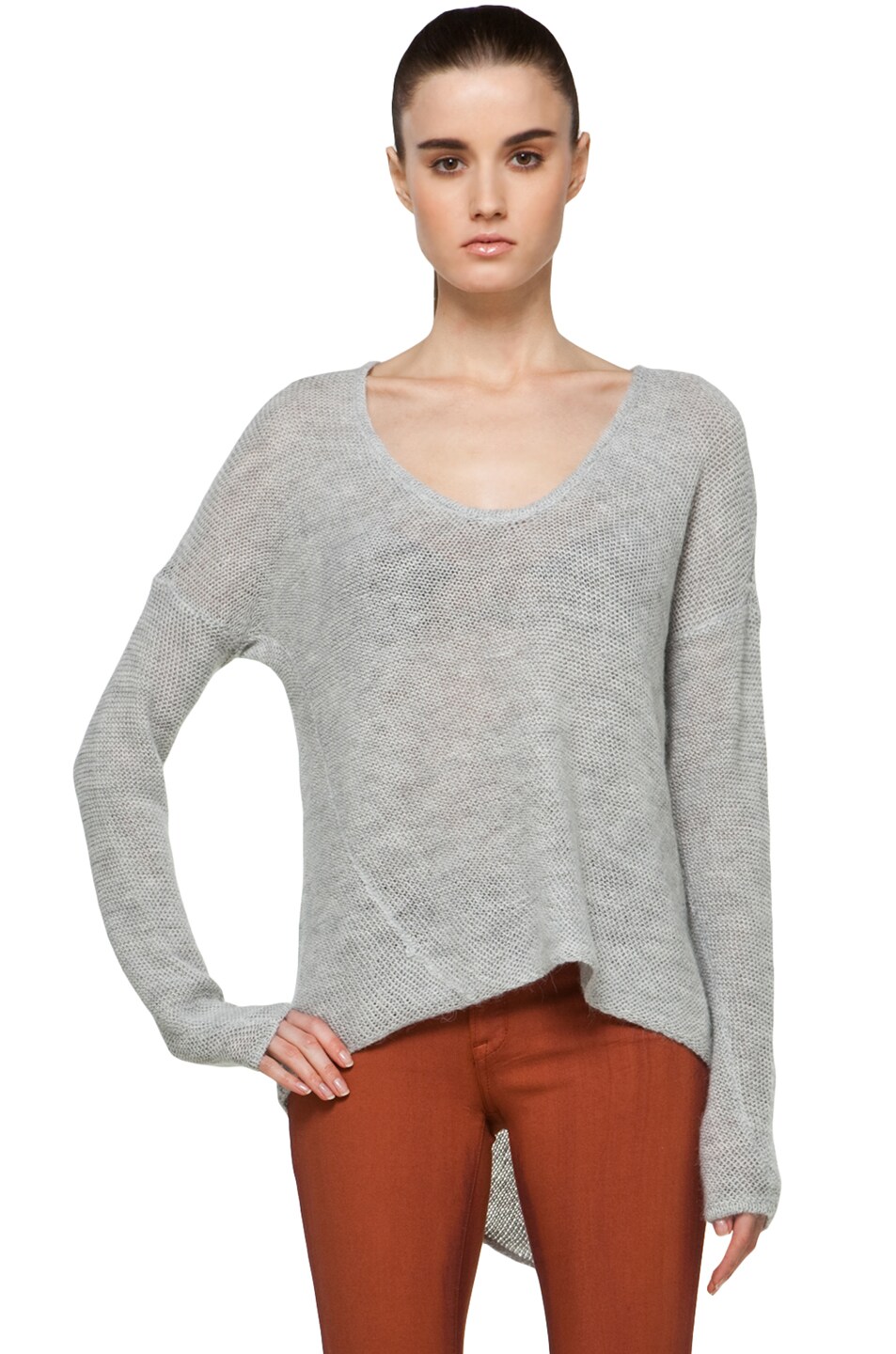 Image 1 of Helmut Lang Twisted Loops Pullover in Light Heather Grey