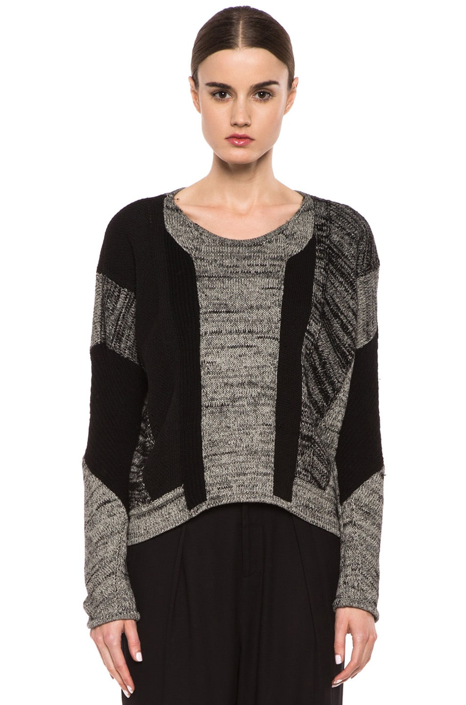 Image 1 of Helmut Lang Blocked Melange Knit Sweater in Grey