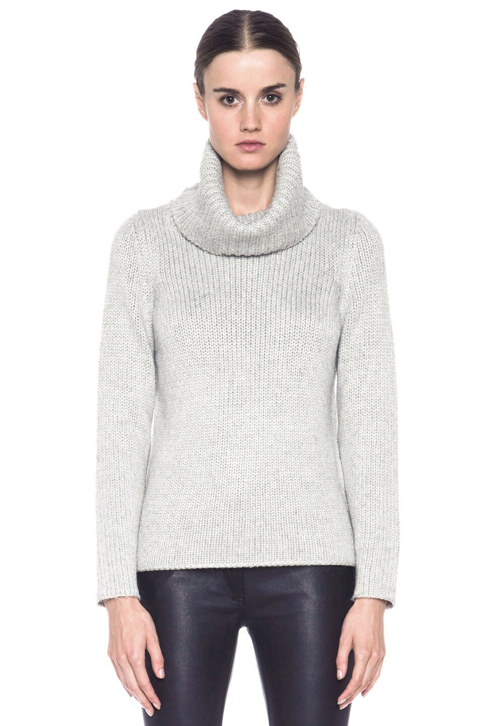 Image 1 of Helmut Lang Lux Blend Fitted Pullover Turtleneck in Light Heather Grey