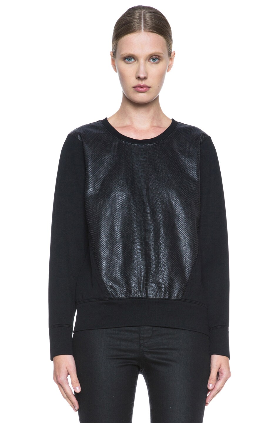 Image 1 of Helmut Lang Motion Leather Sweatshirt in Black