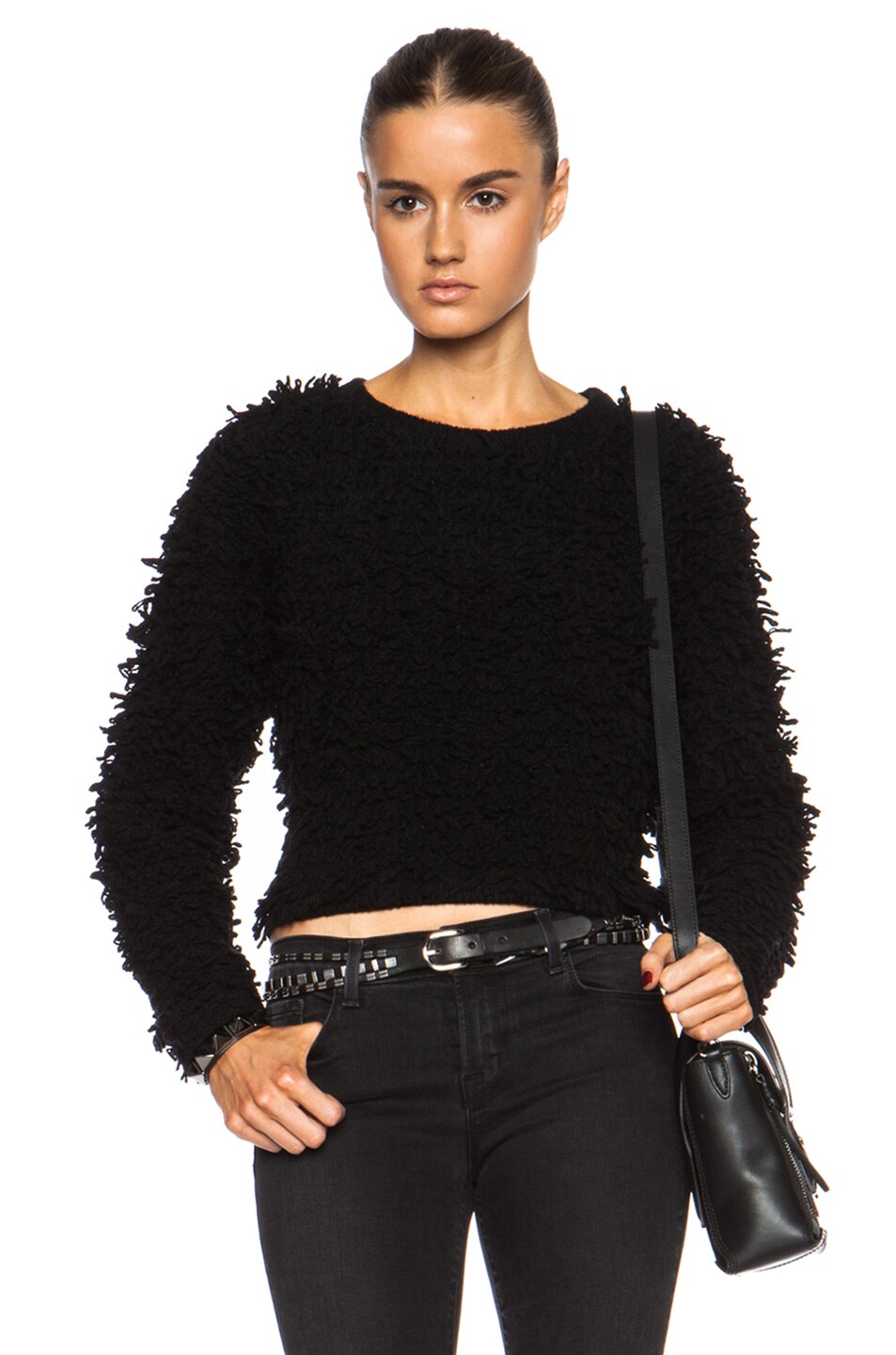 Image 1 of Helmut Lang Obsure Terry Wool-Blend Pullover in Black