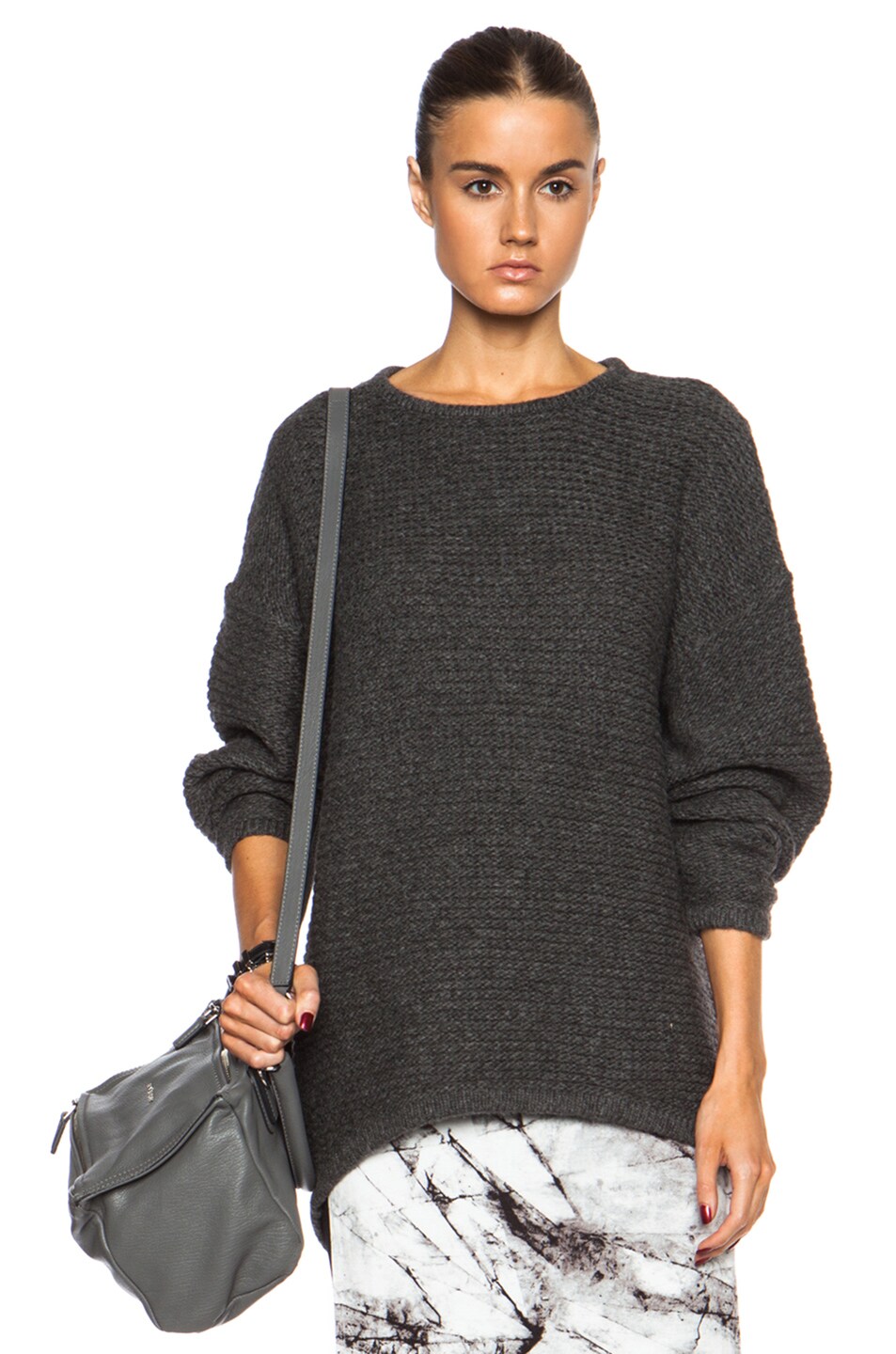Image 1 of Helmut Lang Soft Grid Wool-Blend Pullover in Graphite
