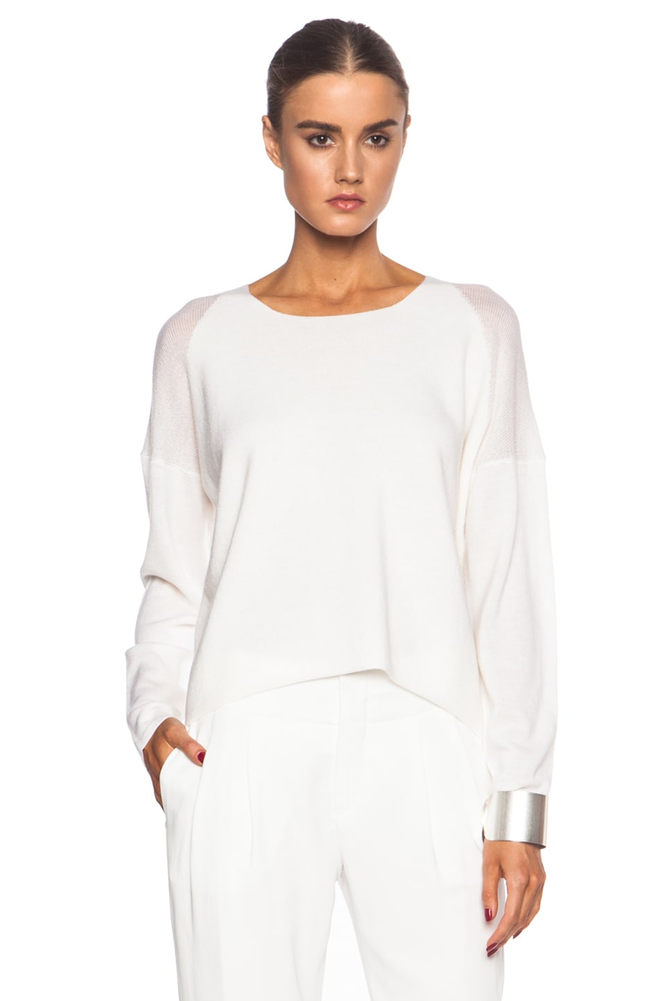 Image 1 of Helmut Lang Plush Wool Pullover in Dove