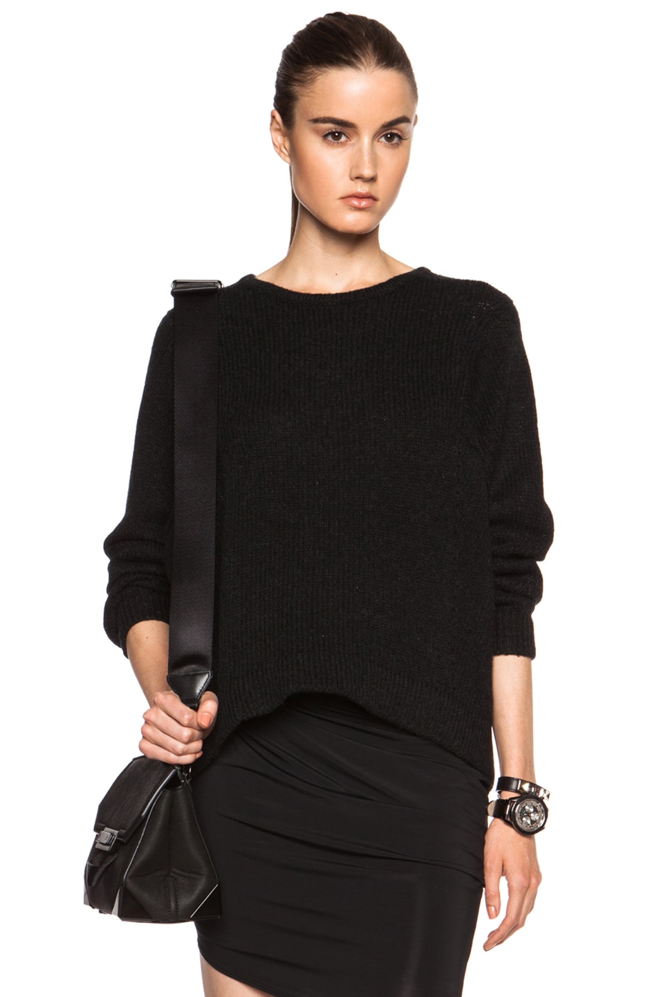 Image 1 of Helmut Lang Lofty Wool Felt Pullover in Charcoal Grey